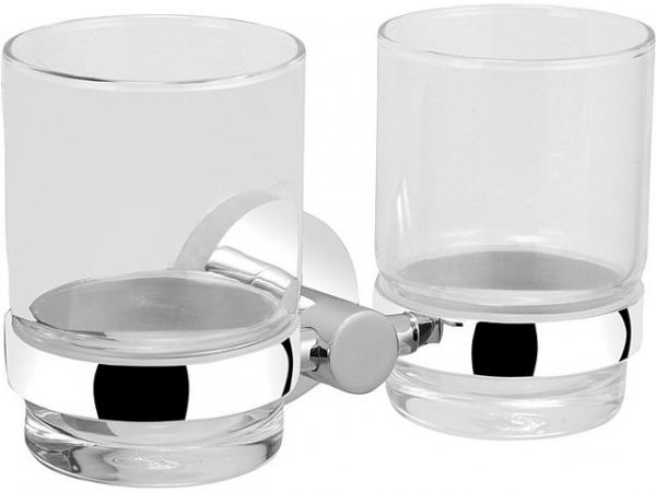 Doppelglashalter EIGHT Glas klar, Metall verchromt, inkl. Befestigung