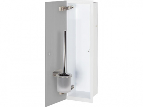 WC-Wandcontainer Weiß beschichtet Flat 450 1 graue Glastüre links