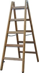 Stufen-DoppelLeiter (Holz) Arbeitshöhe 4,10 Standhöhe 2,85 Lönge 2,91 Stufen 2x10