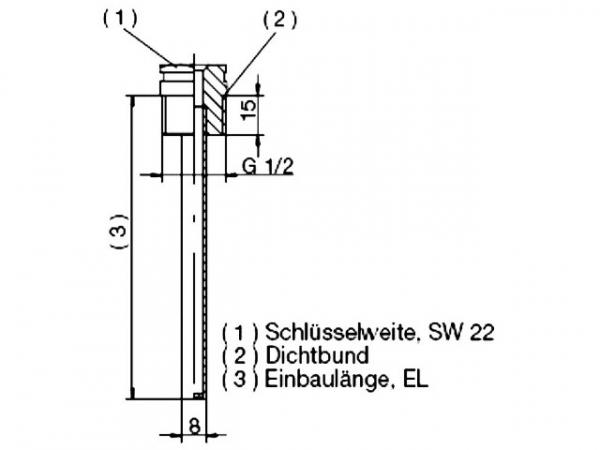 JUMO 60003177 Schutzrohr für 1 Fühler 100 mm, Messing / vernickelt