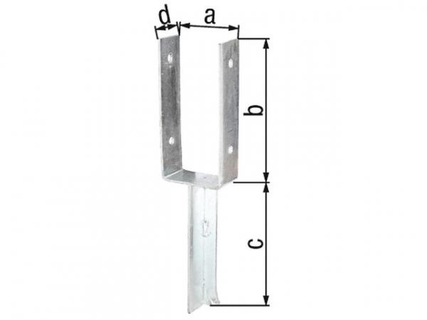 Pfostenträger U-Form, T-Eisen, 91x200mm, feuerverzinkt