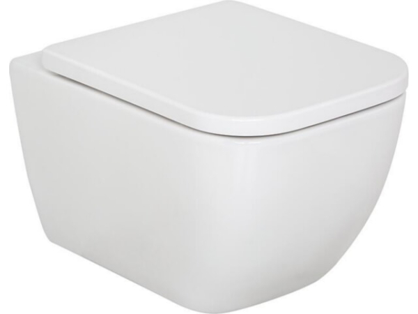 WC-Set Evenes Angara Wand-Tiefspül, spülrandlos, Softclose, Keramik, Weiß, inkl. Befestigungsmaterial, 360 x 355 x 510 mm