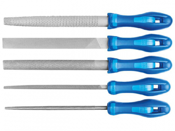 Feilen- und Raspel-Set Pferd, 5-tlg. 200 mm, in Rolltasche