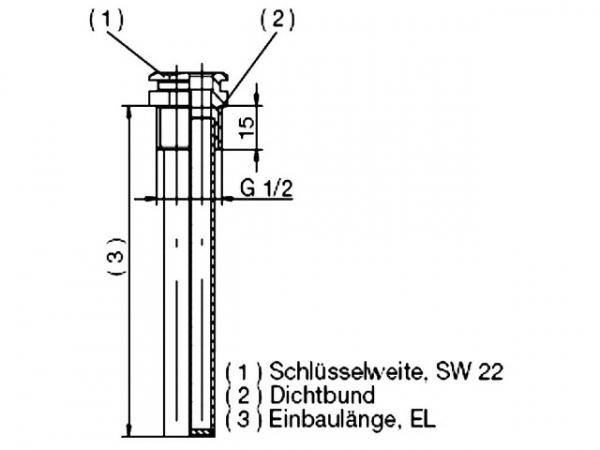 JUMO 60003178 Schutzrohr für 2 Fühler 100 mm, Messing / vernickelt