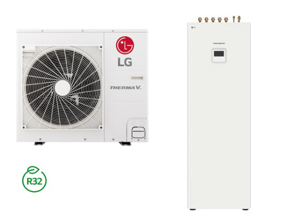 LG Therma V Split-Wärmepumpen Set 5 kW Außen- und Inneneinheit mit Warmwasserspeicher 200 L, Heizen und Kühlen