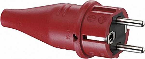 Gummi-Schutzkontaktstecker rot, 16A 250V IP 44