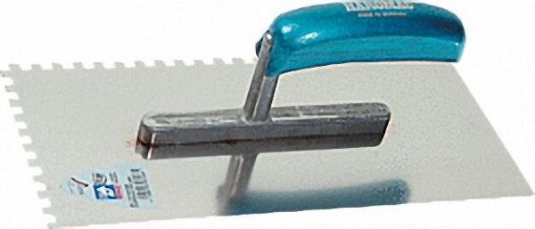 Glättekelle 6x6 gezahnt 280mm rostfrei blaues Heft