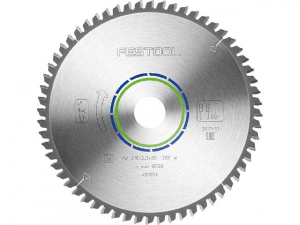 Kreissägeblatt für Aluminiumplatten und -profile, für harte und fasterverstärkte Kunststoffe 216 x 30 x 2,3 mm, 60 Zähne