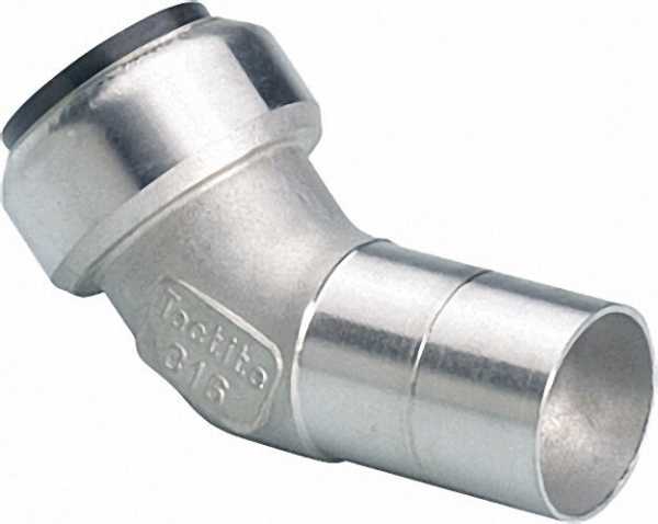 Edelstahl-Steckfitting Bogen 45° (i/a) 22mm