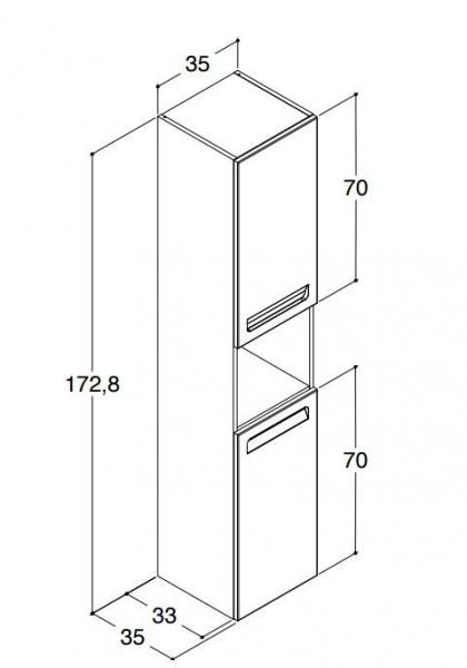 DANSANI P00122 Hochschrank mit 2 Türen und integr. Griffen Weiß matt