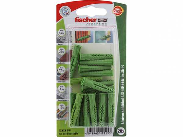 Fischer Universaldübel UX GREEN 6x35 R mit Rand, 524800 SB-Programm