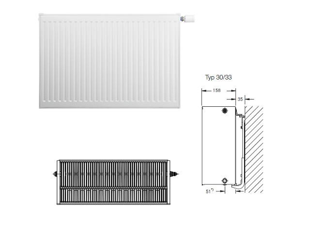 Buderus Heizkörper C-Profil Typ 30 HxL 600x2800 Logatrend