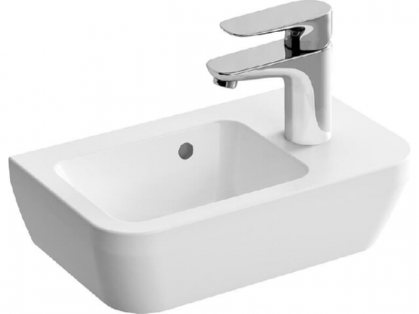 Handwaschbecken VitrA Integra mit Hahnloch 370 x 220 mm HL rechts m. Überlauf Weiß