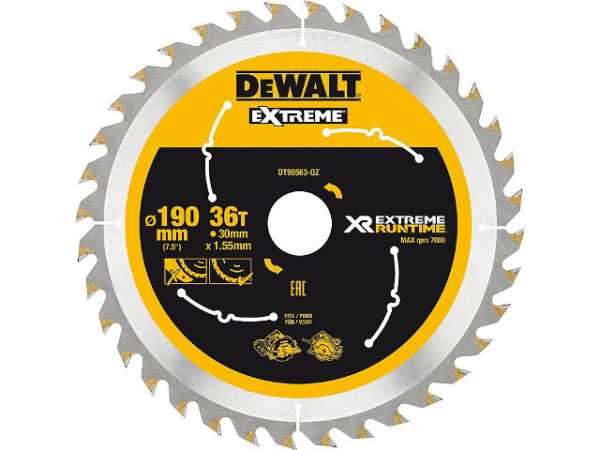 Kreissägeblatt DeWalt, DT99563 XR Extreme Runtime 36Z 190/30mm f. Handkreissäge