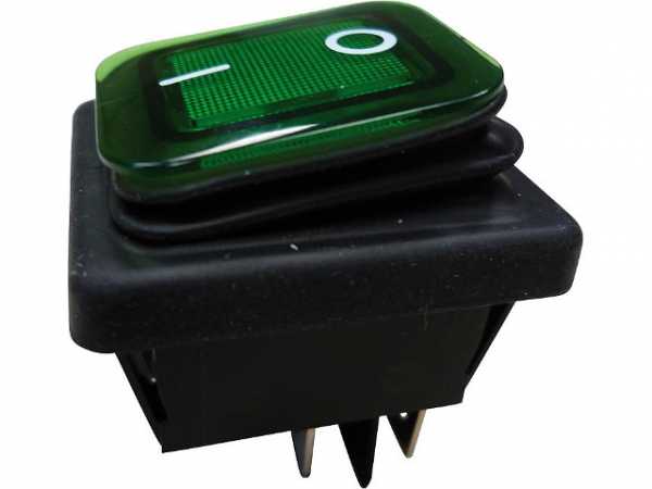Einbau-Wippenschalter Ausschalter, IP65 schwarz/grün, 1 Stück