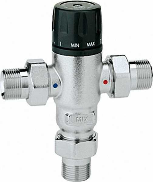 CALEFFI Thermomischer 521 einstellbar, verchromt, 1/2'' Einstellbereich: 30°C bis 65°C