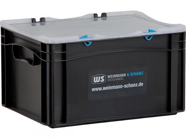 Transportbox WS schwarz 400x300x237mm mit Klarsichtdeckel