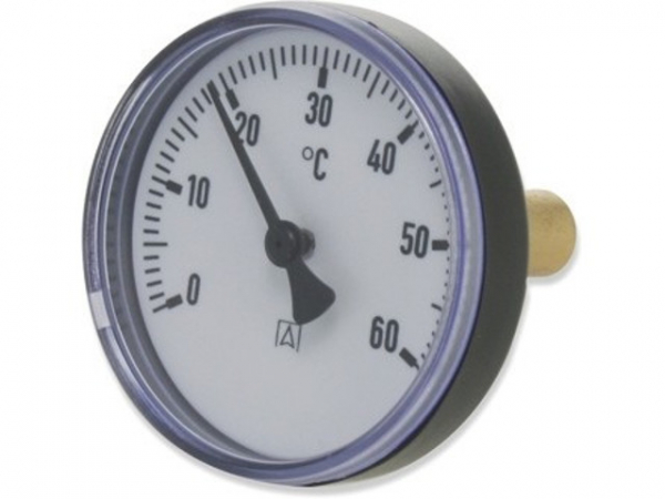 Heizungsthermometer Bimetall 63 mm Gehäuse, 25 mm Fühler