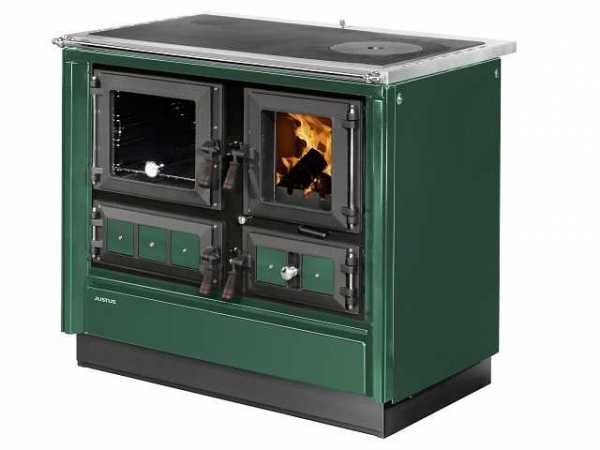 JUSTUS Festbrennstoffherd Rustico-90 2.0, grün, Backfach links