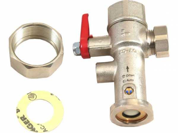 WOLF 2400502 Absperrarmatur 1'Vorlauf mitRückflussverhinderer ohne Thermometer