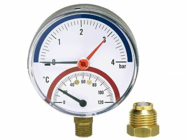 Watts Thermomanometer TM 80 radial 80 mm durch, R 1/2", 0-4 bar DN 15 1/2")