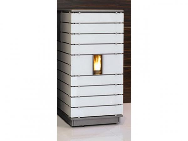 Buderus Pellet-Primärofen ivo.tec, 3-13 kW, Glas white, Stahl silbermetallic, Steuerung S5 Komfort, 7747221024