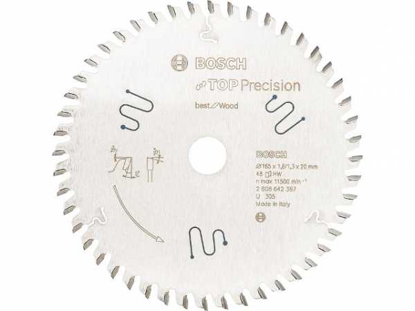 Kreissägeblatt BOSCH d=165x20 mit 24 Zähnen f. Aluminium, Kunststoff Epoxidharz, Holz