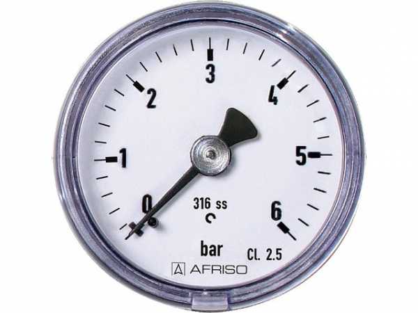 Manometer Edelstahl 0-10 bar 40 mm, axial 1/8' DN 6 1/8' axial