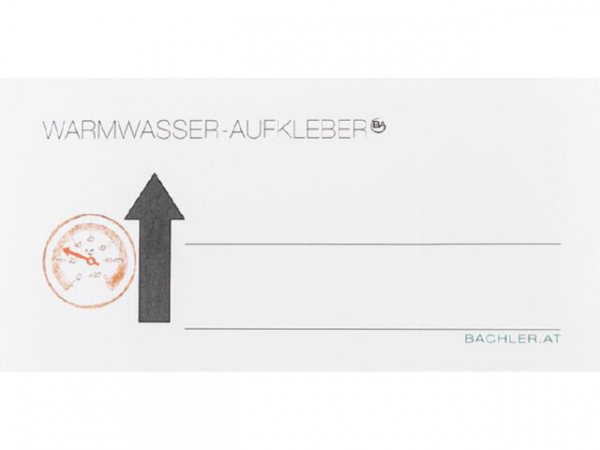 Hinweisplakette Warmwasser, 100 x 50 mm, 25 Stück