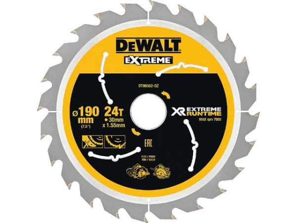 Kreissägeblatt DeWalt, DT99562 XR Extreme Runtime 24Z 190/30mm f. Handkreissäge