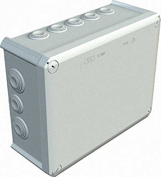 Abzweigkasten Thermoplast 9 x M25 + 7 x M32, IP 66 Typ T 250, lichtgrau / 1 Stück