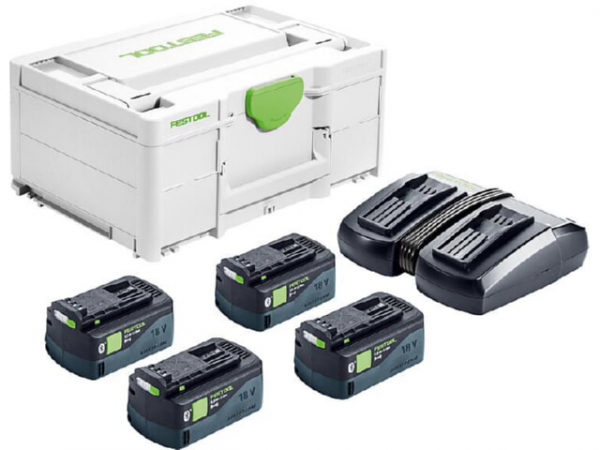 Akku-Set Festool SYS 18V 4x5,0/TCL 6 DUO, mit 4x 5 Ah Akkus und Ladegerät mit Transportkoffer