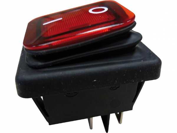 Einbau-Wippenschalter Ausschalter, IP65 schwarz/rot, 1 Stück
