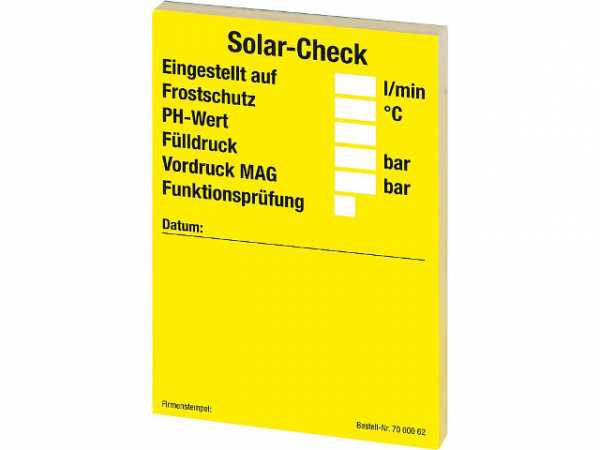 Wartungsaufkleber 'Solar-Check' 1 Block mit 50 Stück