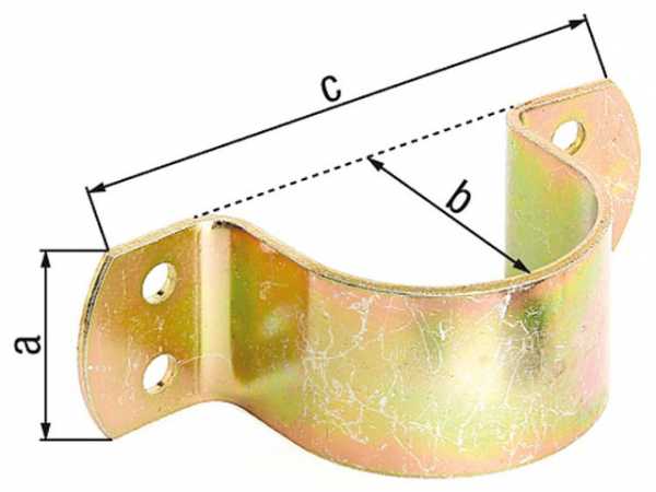 Rohrschelle für d=57,0mm und 2 1/4', 40mm breit, gelb verz.