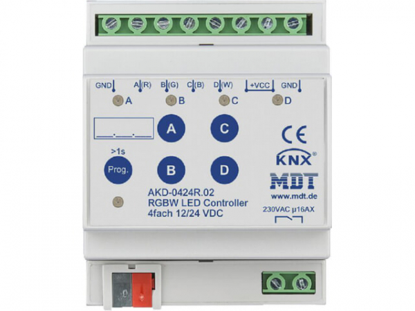Reiheneinbaugerät LED Controller 4-Kanal 4/8 A, RGBW, 4TE, REG