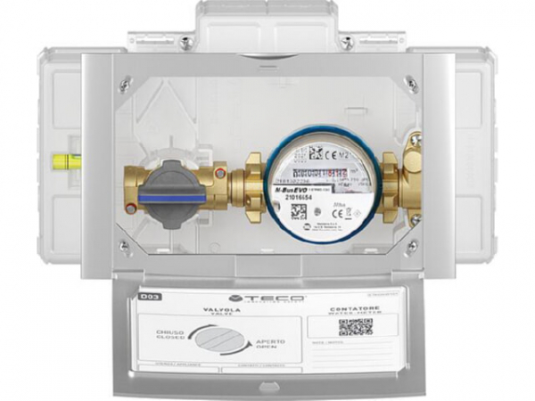 Unterputz Einbaukasten für Wasserzähler K4CC DN20 (3/4') IG, mit Passstück 80 mm