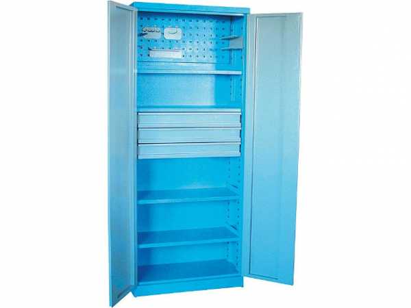 Werkzeugschrank 2-türig mit 4 Fachböden+3 Schubladen, 780x380x1920mm