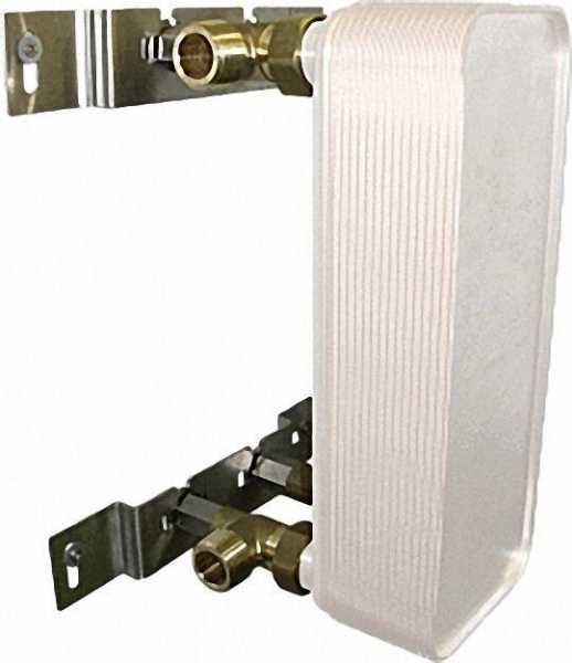 Wärmetauscher-Wandbefestigung für 3/4'' WT inklusive Eckverschraubung 3/4'' I/A, 1/2'' Stopfen