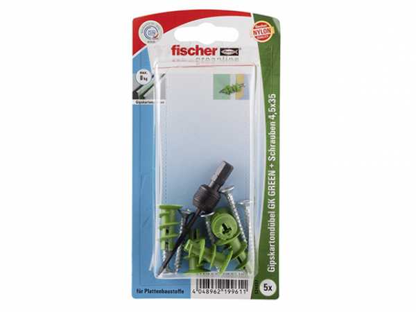 Fischer 524837 Gipskartondübel GK GREEN S mit Schraube SB-Programm