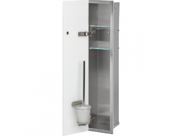 WC-Wandcontainer Edelstahl komplett Zero 800 1 weiße Glastüre links