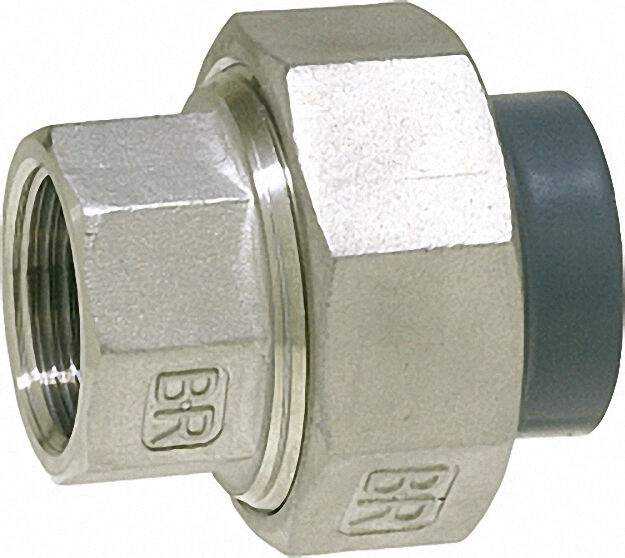 Pvc-u - Klebefitting Rohrverschraubung PVC-U/V2A, 63mm x 2'', IG Pvc-u - Klebefitting Rohrverschraubung PVC-U/V2A, 63mm x 2'', IG