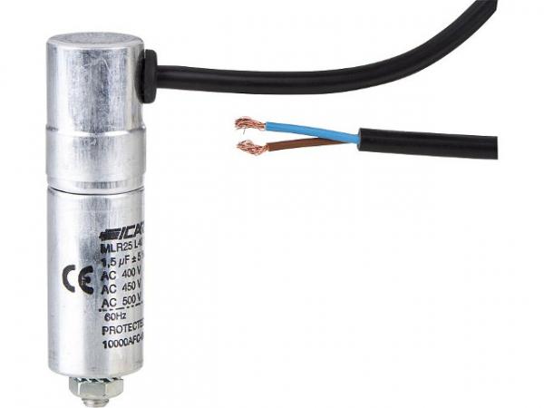 Kondensator 1,5µF für Motoren und Umwälzpumpen bis 400 VoltmlR25L4015 2563 J/C mit Kabel