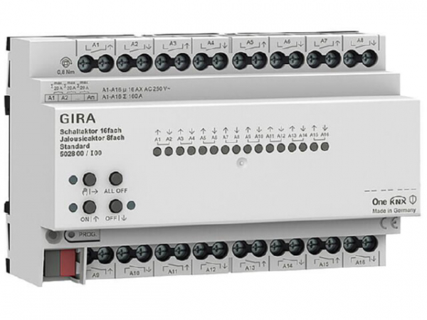 GIRA Schalt-/Jalousieaktor 16-/8-fach 16A Standard GIRA One & KNX REG