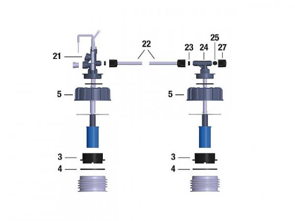 Entnahmeleitung Schütz 1000-2000 Liter, Länge 740mm Position 22a