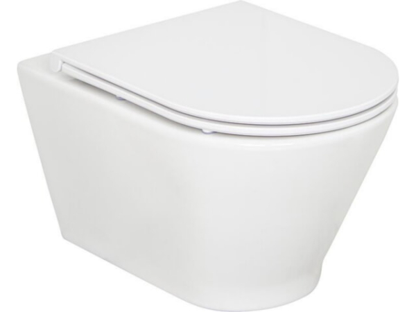 WC-Set Evenes Alaseja Wand-Tiefspül, spülrandlos, mit Edoma Sandwich Softclose WC-Sitz, weiß, Keramik, 360 x 355 x 525 mm