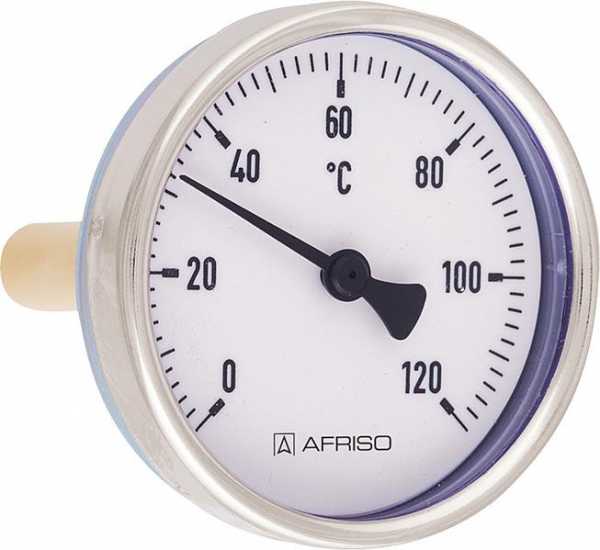AFRISO Bimetall-Zeigerthermometer 0 - 120°C, 1/2", 63 mm, Stahlblechgehäuse