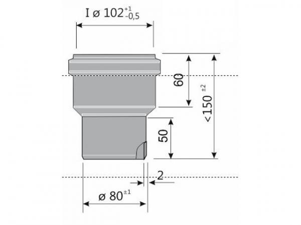 WOLF 2600556 Adapter (Reduzierung) DN80auf DN100 aus Polypropylenbis 120 °C als Übergang aufStützbogen 90° / DN80,DIBT-zugelassen.