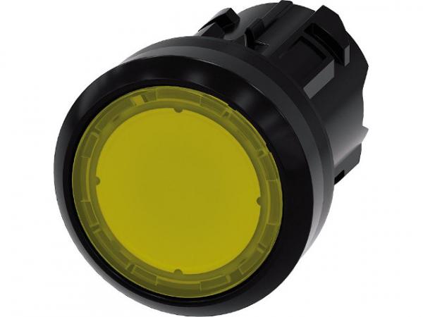 Drucktaster beleuchtbar, 22mm, rund, gelb, Druckknopf 3SU1001-0AB30-0AA0