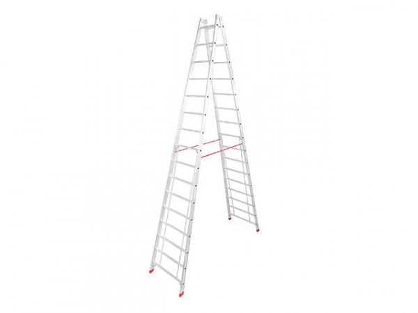 Sprossen-Doppel-Leiter Arbeitshöhe 6,15 Leiterhöhe 4,48 2x16 Sprossen